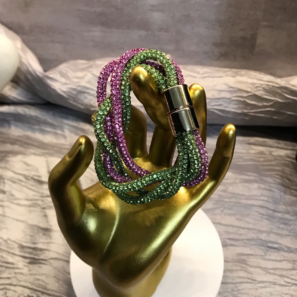 Elegant Green and Pink Bling Bracelet - Picture 2 of 7